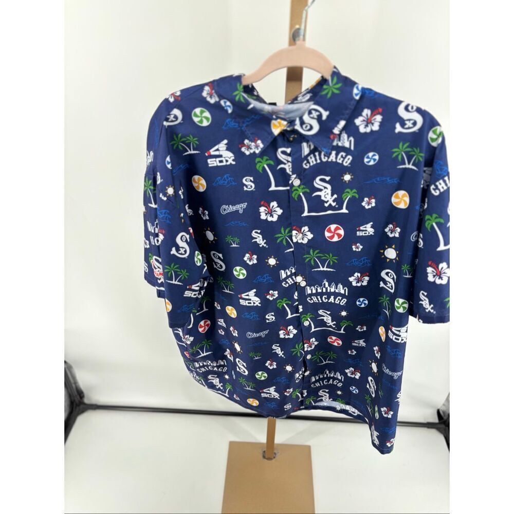 Chicago White Sox Beggar’s Pizza Short Sleeve Blue Hawaiian Shirt Men’s Size XL